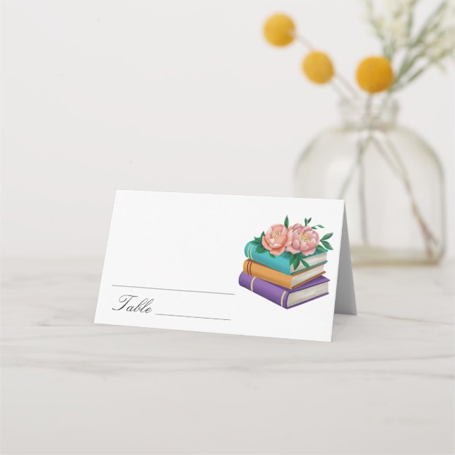 Cartão De Mesa Books Floral Bridal shower - wedding place cards (Frente)