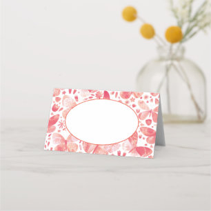 Cartão De Mesa Borboleta Aquarela Rosa
