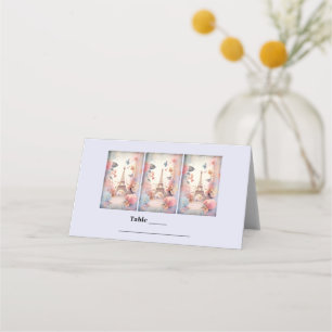 Cartão De Mesa Borboletas e Mesa de flores da torre Eiffel