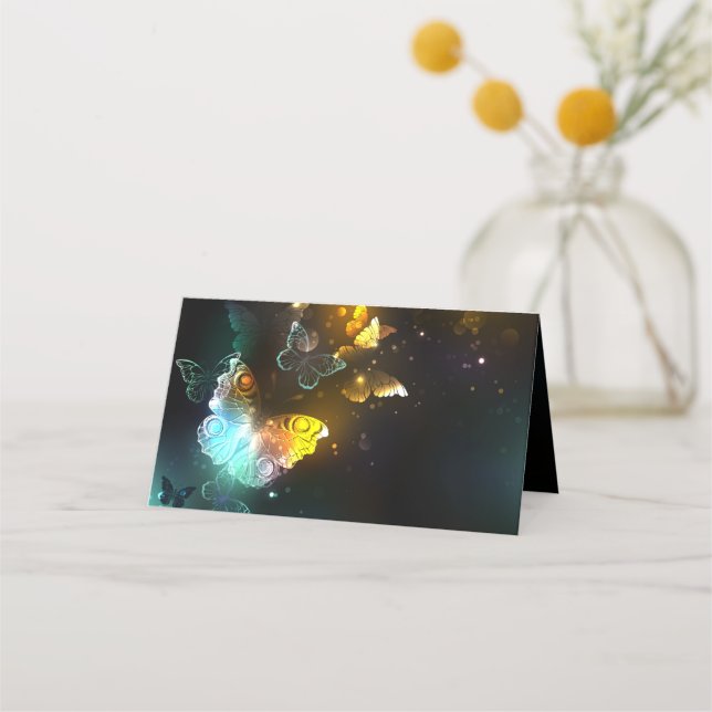 Cartão De Mesa Borboletas luminosas e borboletas noturnas (Frente)