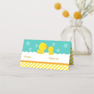Cartão De Mesa Borracha Ducky Amarelo e Chá de fraldas Verde