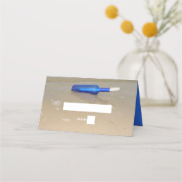 Cartão De Mesa Bota Na Areia De Praia