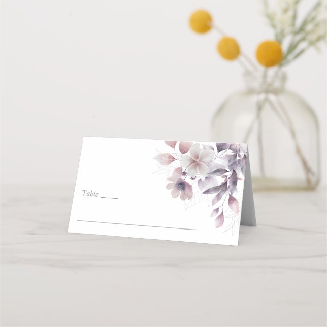Cartão De Mesa Botânico Roxo Elegante (Frente)
