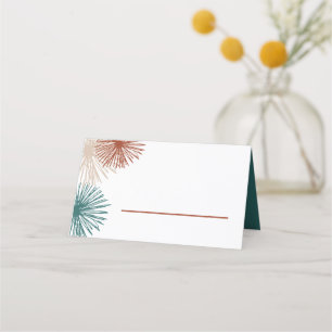 Cartão De Mesa Bright Modern Abstrato Darn Teal Copper Bisque
