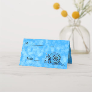 Cartão De Mesa Brincadeira Feliz Padrão Azul Caracol Bright Aqua