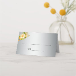 Cartão De Mesa Buquê de Rosa Amarelo Elegante no Casamento Pratea