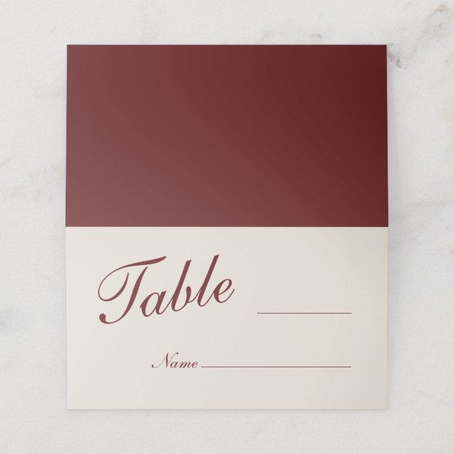 Cartão De Mesa Burgundy Blank Wedding Place Cards (Exterior/Desdobrado)