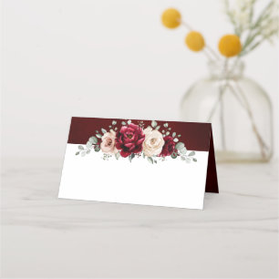 Cartão De Mesa Burgundy Champagne Ivory Mauve Rosa Floral Casamen