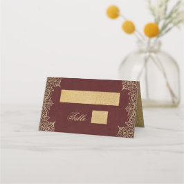 Cartão De Mesa Burgundy Faux Dourado Vintage Elegant Script