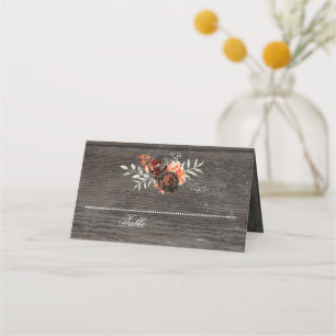 Cartão De Mesa Burgundy Floral String Luz Madeira Rústica
