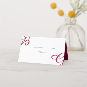 Cartão De Mesa Burgundy Maroon inicia Casamento outono de outono