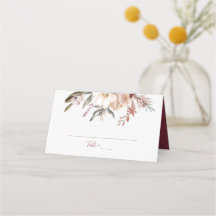 Burgundy Wine Wilflower Place Card