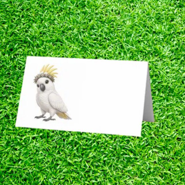 Cartão De Mesa   Cacatua Caprichosa (Love setting a beautiful table? Our watercolor wildlife party place cards add splash of personality)