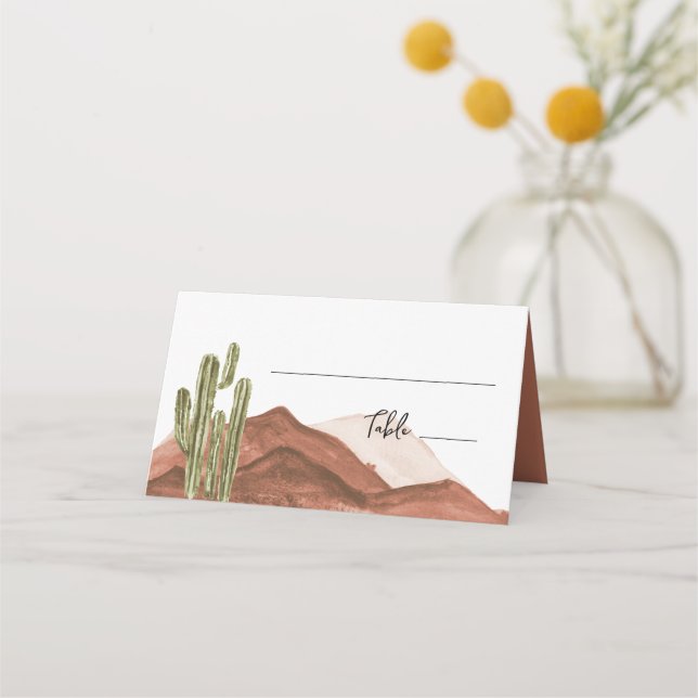 Cartão De Mesa Cactus Western Wedding Card boho (Frente)