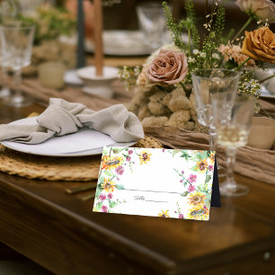 Cartão De Mesa Caiu do Sol Cobra Aquarela Florais Casamento