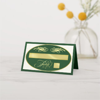 Cartão De Mesa Caligrafia Elegante - Esmeralda/Dourado