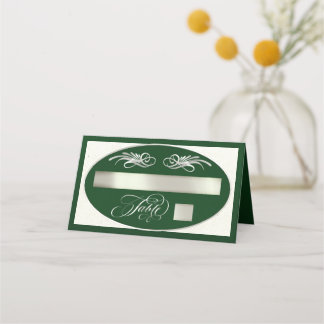 Cartão De Mesa Caligrafia Elegante - Esmeralda/Prata