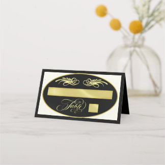 Cartão De Mesa Caligrafia Elegante - Preto/Dourado