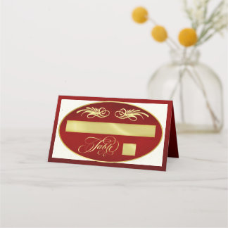 Cartão De Mesa Caligrafia Elegante - Vermelho/Dourado