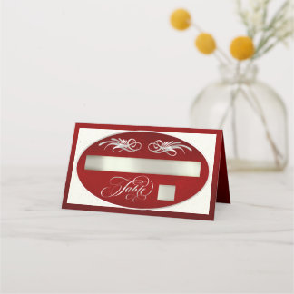 Cartão De Mesa Caligrafia Elegante - Vermelho/Prata