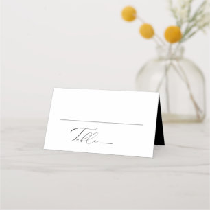Cartão De Mesa Caligrafia Negra Moderna Casamento Minimalista Sim