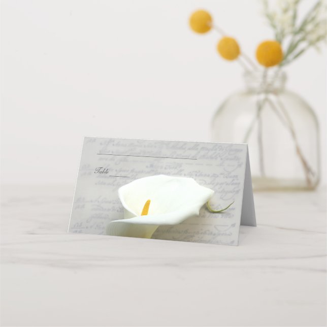 Cartão De Mesa Calla lily em escrita antiga (Frente)