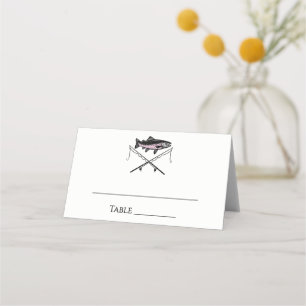 Cartão De Mesa Cânhas de Pesca de Truta Fly Fishing Cores Rústica