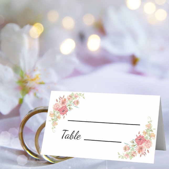 Cartão De Mesa Cards De Casamento De Flores De Aquarela Branca (Criador carregado)