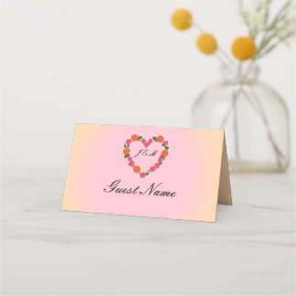 Cartão De Mesa Carte de placement mariage rose et orange pliée