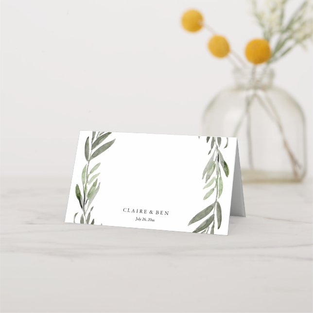 Cartão De Mesa Carteira Verde Folha de Mesa Nome Local (Frente)