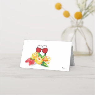 Cartão De Mesa Cartões: Frutas e vinho
