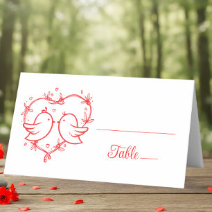 Cartão De Mesa Casais Caprichosos Boho Coração Vermelho Jardim Ca