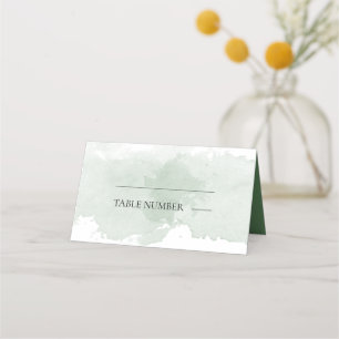 Cartão De Mesa casamento abstrato verde de aquarela