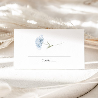 Cartão De Mesa Casamento Aquarela em Azul Desbotado e Branco