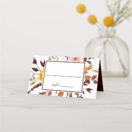 Cartão De Mesa Casamento Aquarela Outono Jardim Borgonha