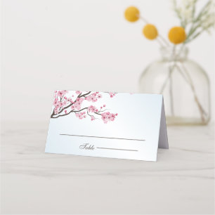 Cartão De Mesa Casamento Asiático Flor de Cerejeira Japonesa Saku