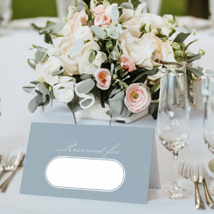 Cartão De Mesa Casamento Azul Elegante De Caligrafia Reservado