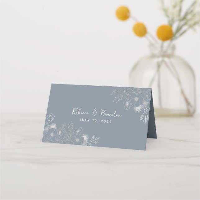 Cartão De Mesa Casamento Azul Empoeirado (Verso)