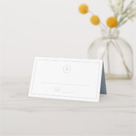 Cartão De Mesa Casamento Azul Empoeirado Tradicional Elegante