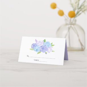 Cartão De Mesa Casamento Azul Hortênsia e Lavanda Clara