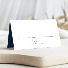 Cartão De Mesa Casamento Azul-Marinho com Letra Elegante Moderna