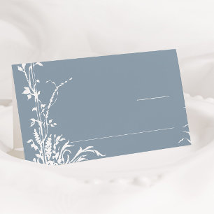 Cartão De Mesa Casamento Azul Poeirento Jardim Botânico Romântico