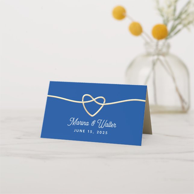 Cartão De Mesa Casamento Azul Real (Verso)