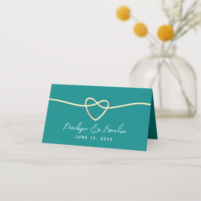Cartão De Mesa Casamento Azul-Verde (Verso)