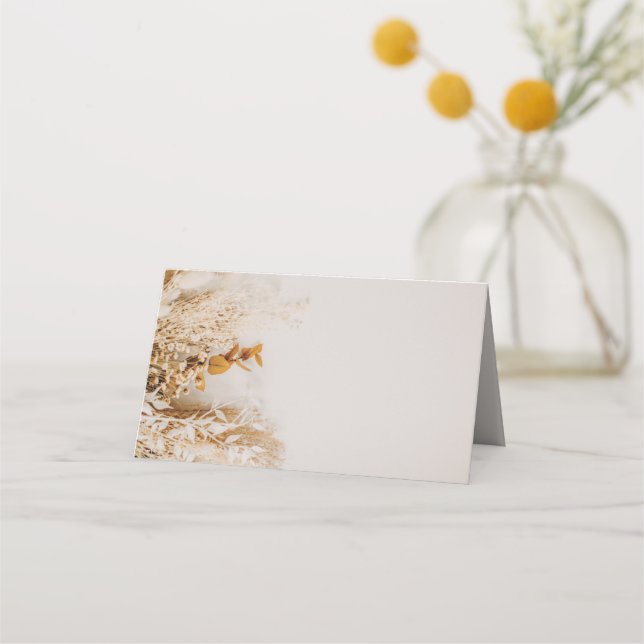 Cartão De Mesa Casamento Boho Foral Outono (Frente)