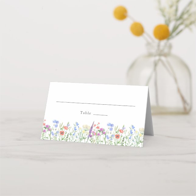 Cartão De Mesa Casamento Boho Jardim com Flores Silvestres da Pri (Frente)