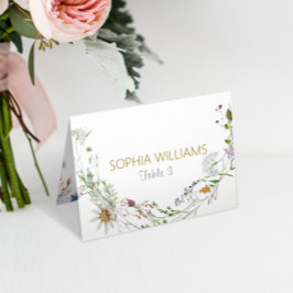 Cartão de Mesa Casamento Boho Wildflowers