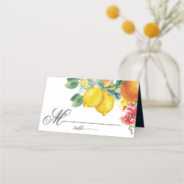 Cartão De Mesa Casamento Botânico Citrus Watercolor