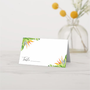 Cartão De Mesa Casamento Botânico de Ilha Tropical