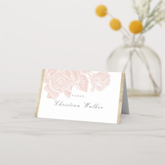 Cartão De Mesa Casamento botânico de rosa de luxo (Frente)